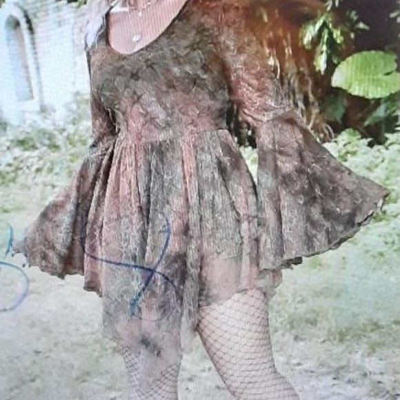 Grunge Tie Dye Hanky Hem Mesh Dress Without Belt - Picture 1 of 5